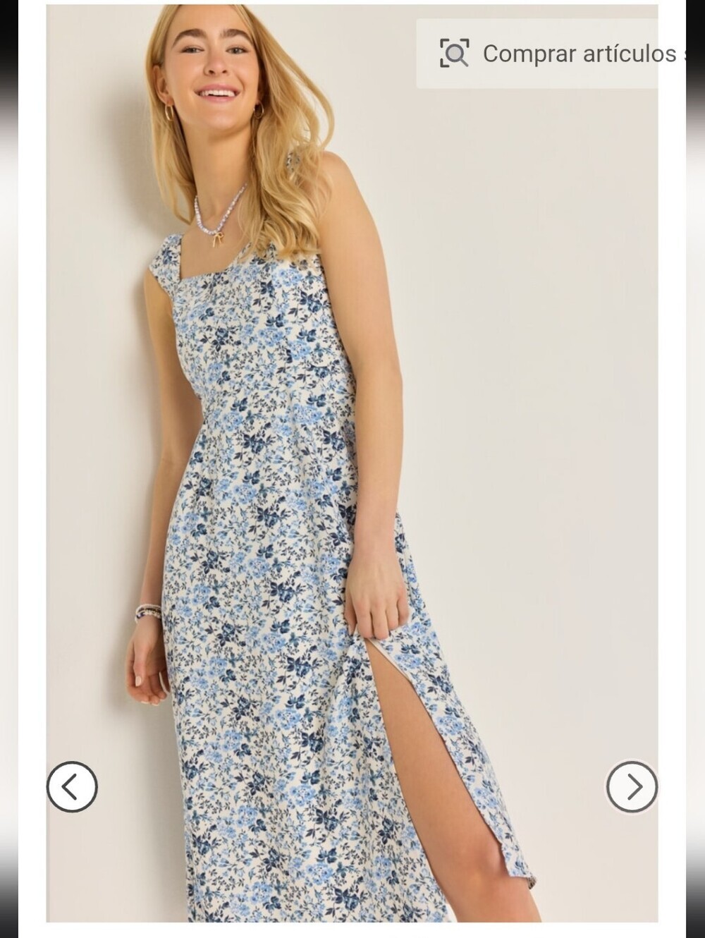Francescas Faye Floral Midi Dress Blue White Womens Size Large Cottage